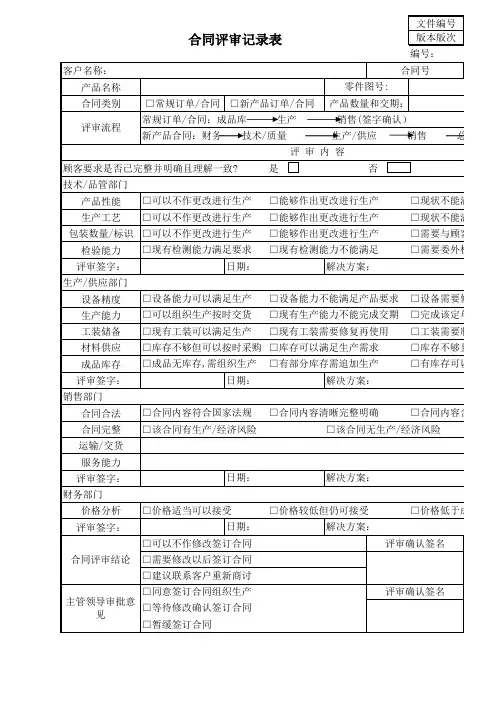 合同评审记录表