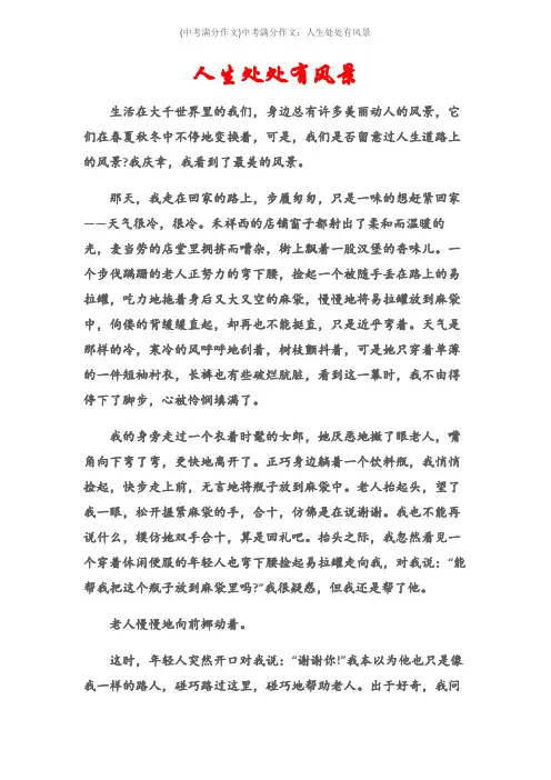 (中考满分作文)中考满分作文：人生处处有风景