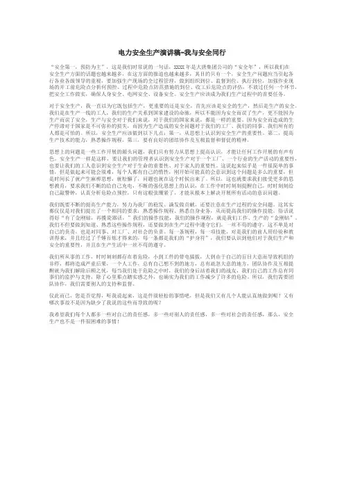 电力安全生产演讲稿-我与安全同行

