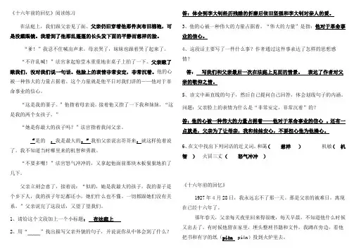 十六年前的回忆阅读及答案