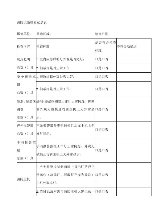 消防设施检查记录表