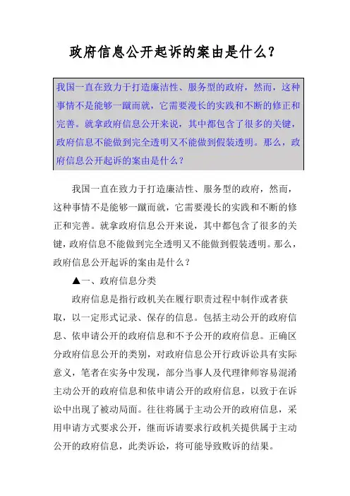 政府信息公开起诉的案由是什么？