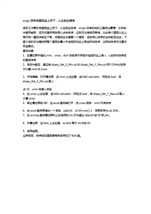arcgis怎样将图斑自上而下,从左到右编号