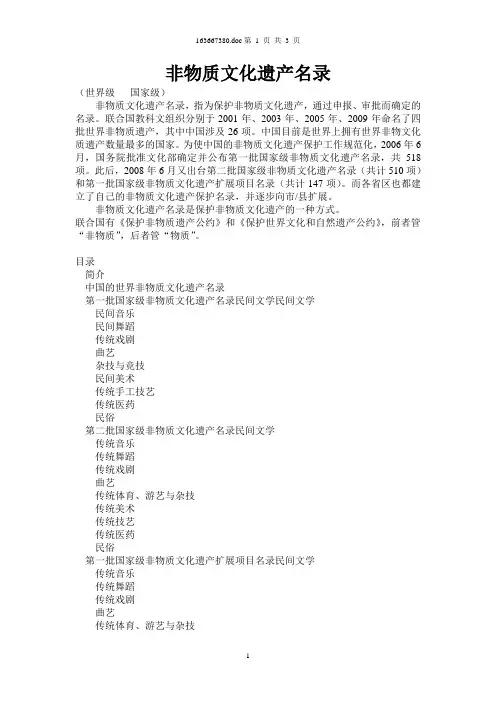 非物质文化遗产名录