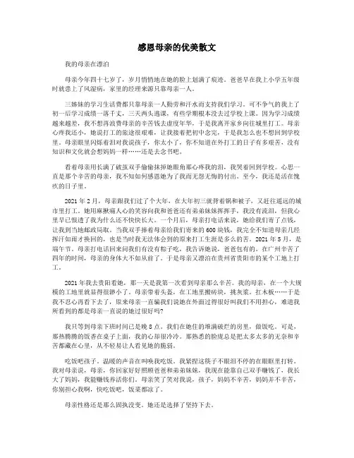 感恩母亲的优美散文