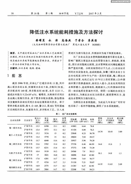 降低注水系统能耗措施及方法探讨