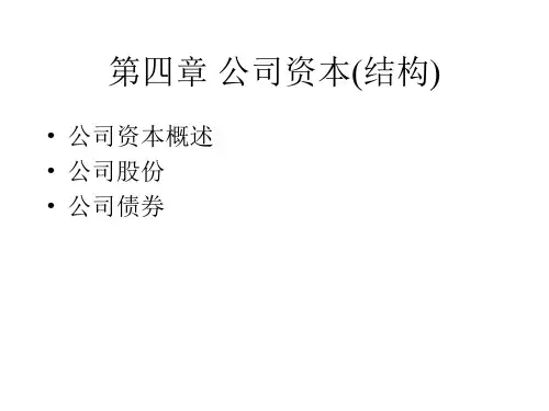 第四章 公司资本(结构)