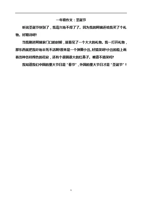 一年级作文:圣诞节