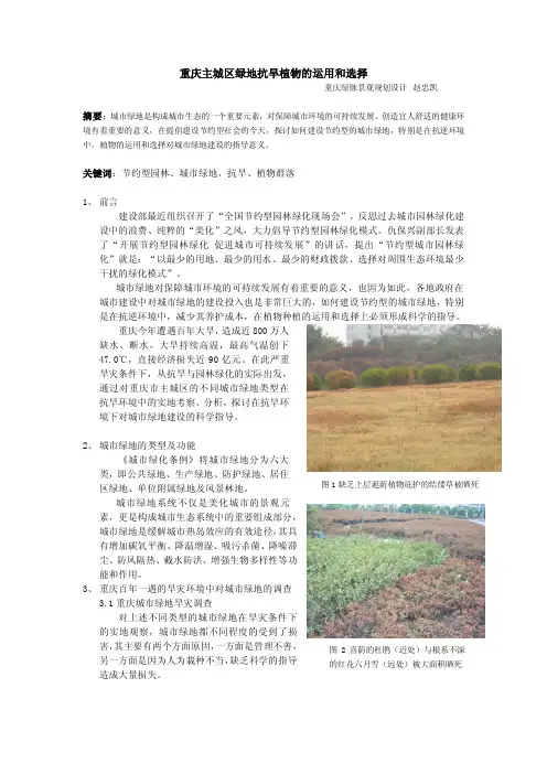 重庆市主城区城市绿地抗旱植物的运用和选择提纲2