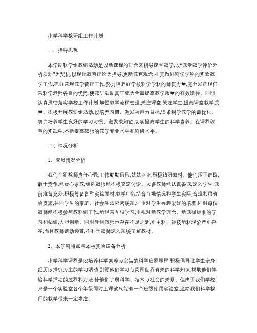小学科学教研组工作计划(精) 2
