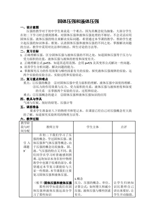 固体压强和液体压强