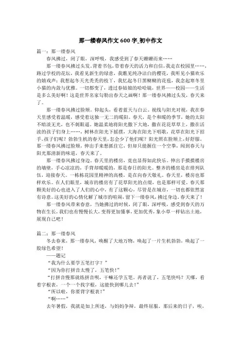 那一缕春风作文600字_初中作文