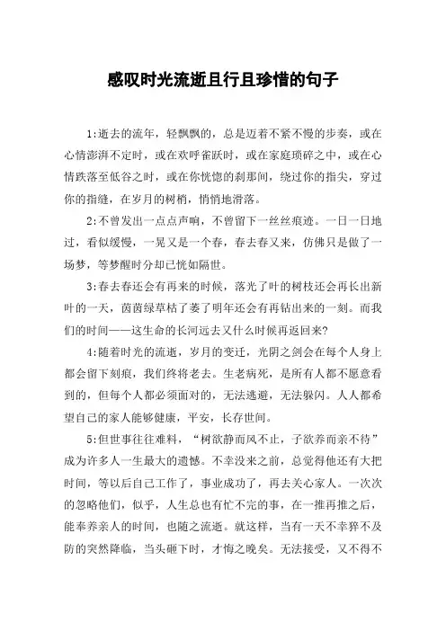 感叹时光流逝且行且珍惜的句子