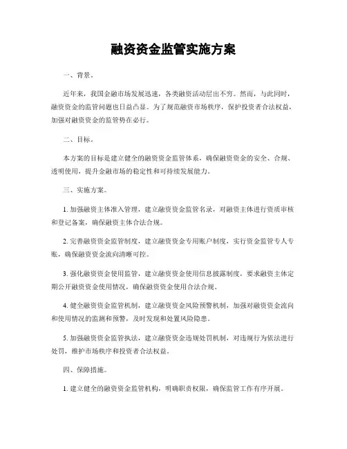 融资资金监管实施方案