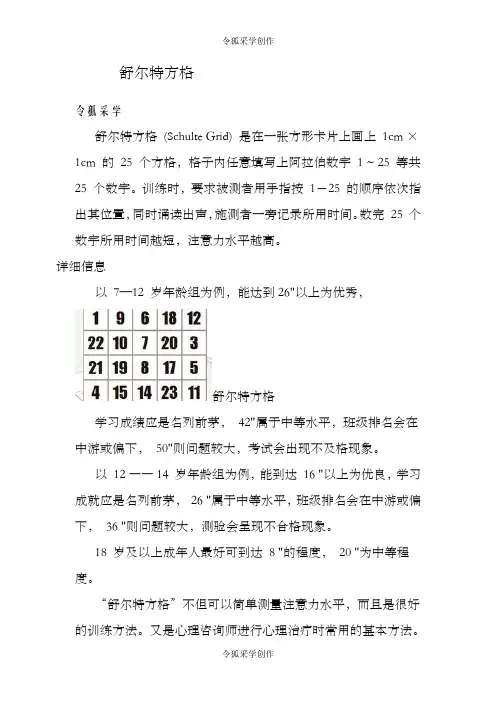 舒尔特方格注意力训练法 2