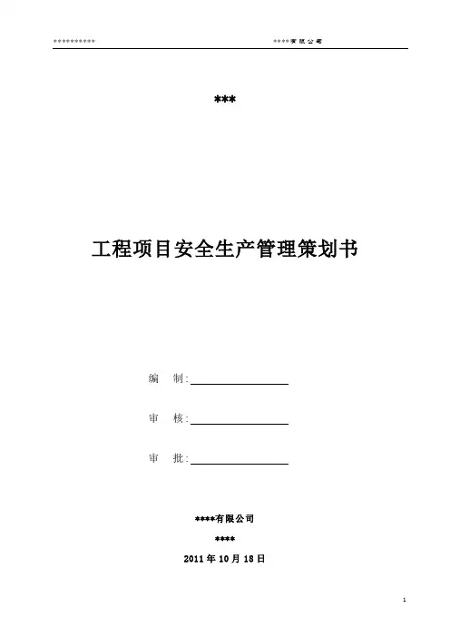 工程项目安全生产管理策划书20120520 精品