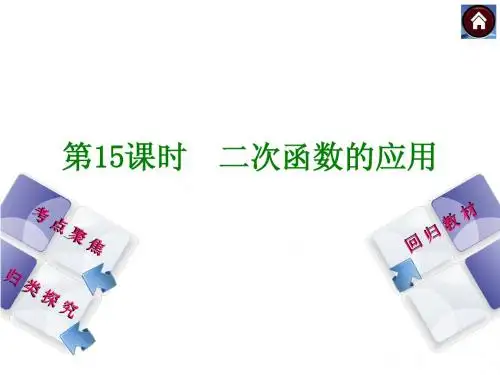 2015年人教版中考数学总复习课件(考点聚焦+归类探究+回归教材)：第15课时二次函数的应用(共23张PPT)
