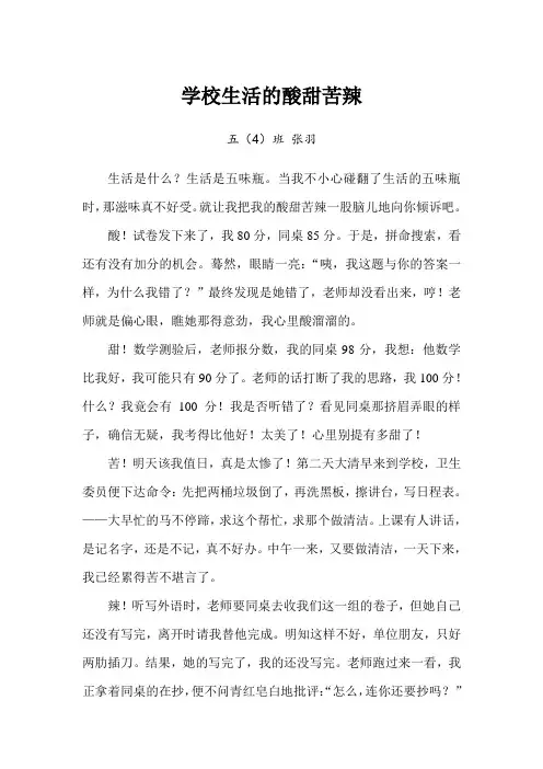 学校生活的酸甜苦辣