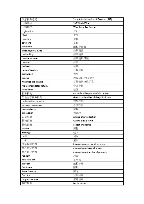 税收词汇