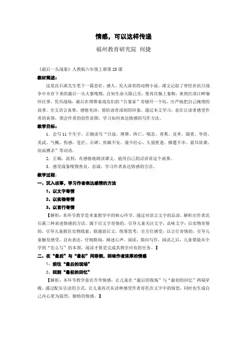 《最后一头战象》教案