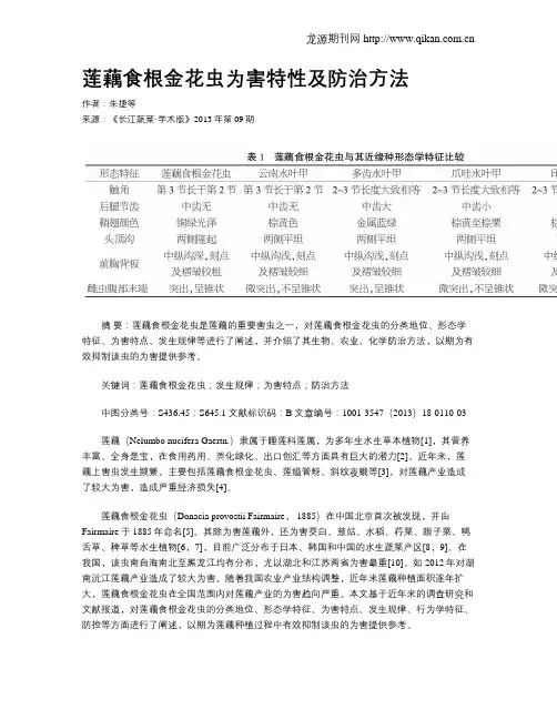 莲藕食根金花虫为害特性及防治方法