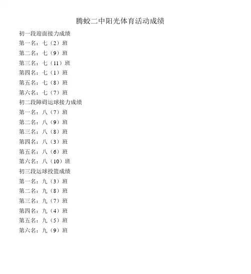 腾蛟二中阳光体育活动成绩---浙江省平阳苏步青学校