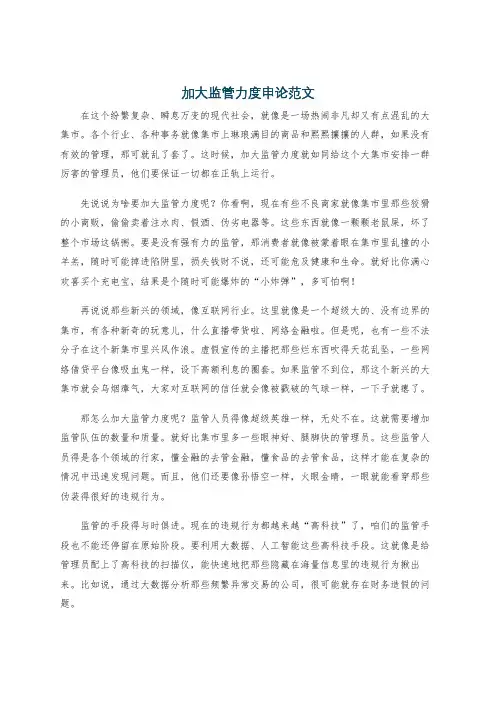 加大监管力度申论范文