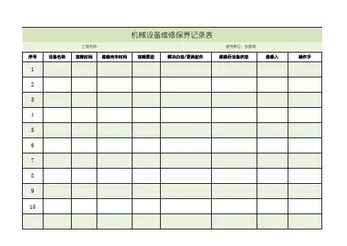 机械设备维修保养记录表