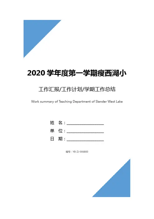 2020学年度第一学期瘦西湖小学教科室工作总结范文
