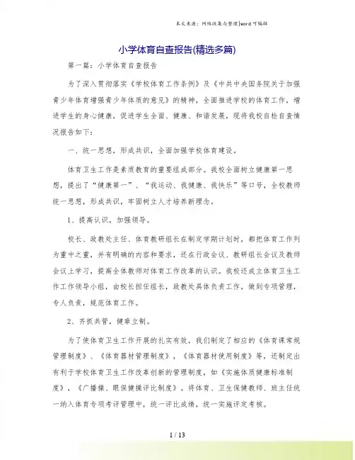 小学体育自查报告(精选多篇)