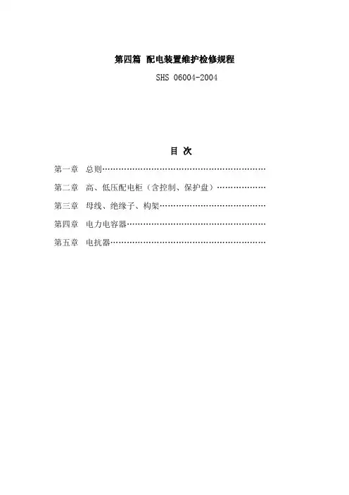 配电装置维护检修规程