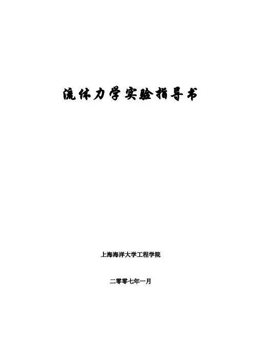 流体力学实验指导书