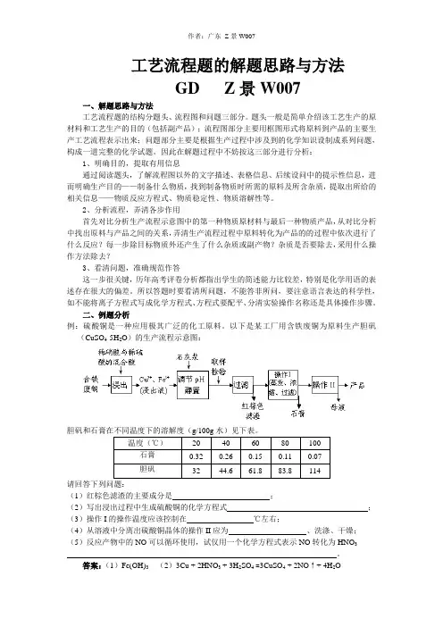 工艺流程题的解题思路与方法