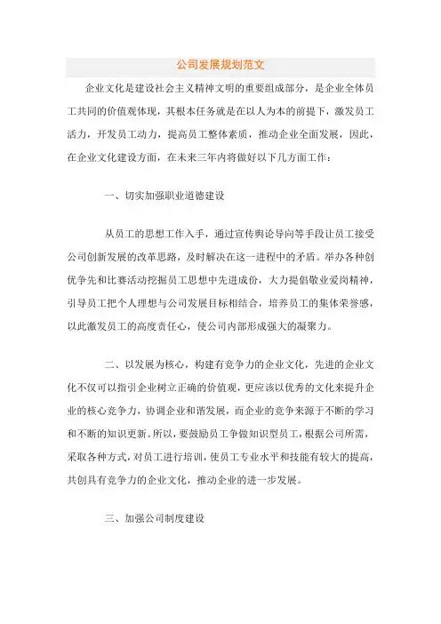 公司发展规划范文