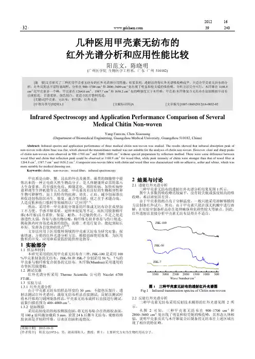 几种医用甲壳素无纺布的红外光谱和应用性能比较