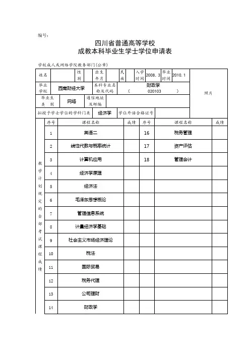 学位申请表