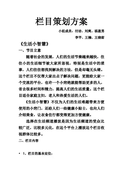 栏目策划方案