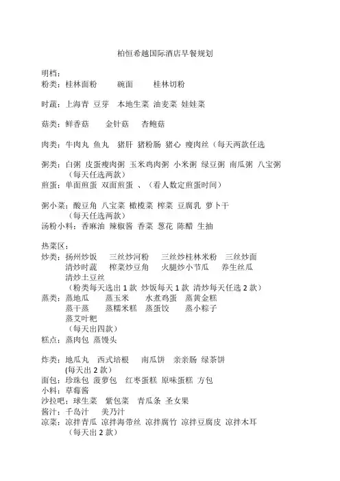 酒店早餐整改方案