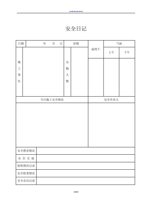 安全日志、施工日志表格