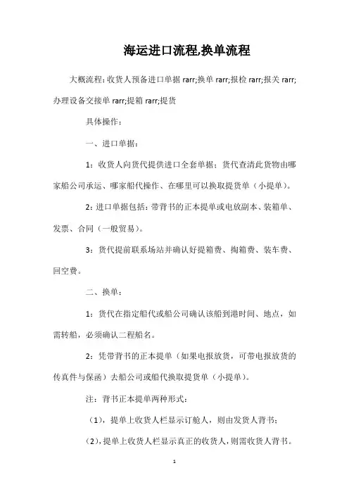 海运进口流程换单流程