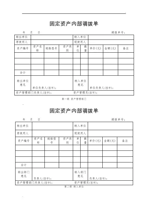 固定资产内部调拨单模板