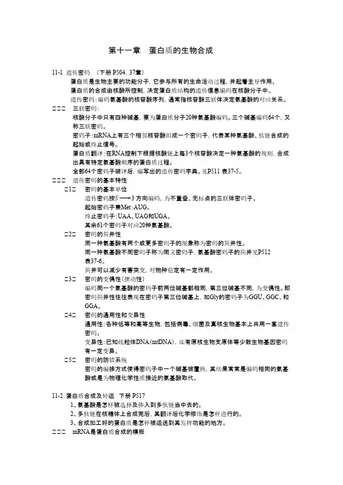 生物化学-生化知识点_第十一章  蛋白质的生物合成