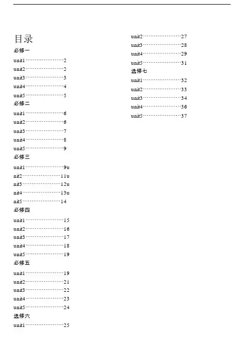 人教版高中英语全部单词(必修1至选修7)