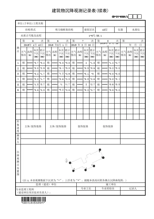 建筑物沉降观测记录 2