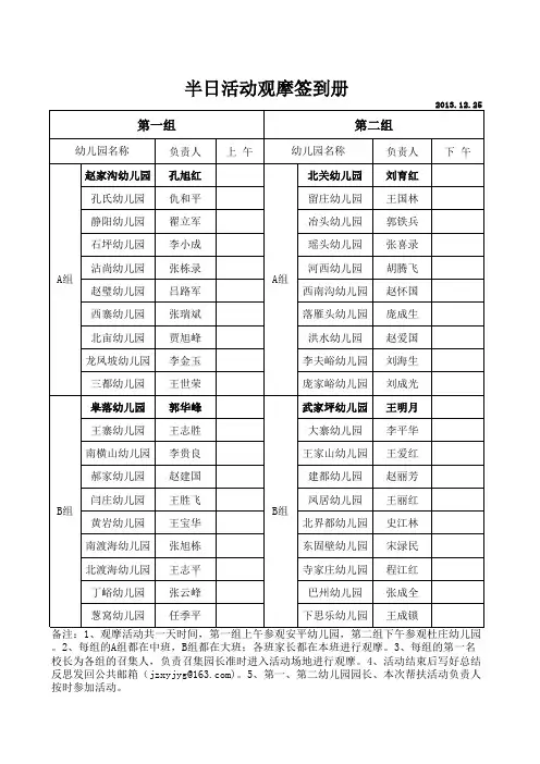 半日活动观摩签到表
