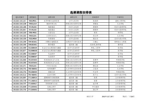 南昌大学选修课类别与课程
