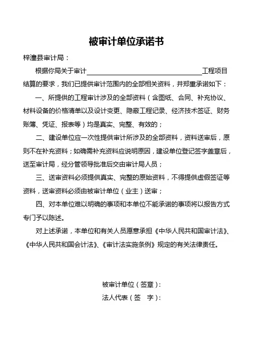 被审计单位承诺书
