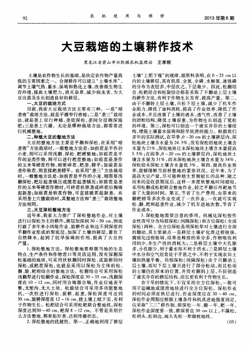 大豆栽培的土壤耕作技术