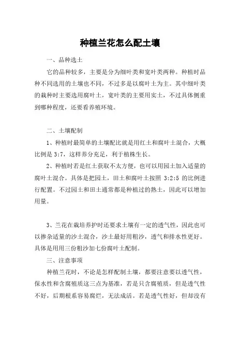 种植兰花怎么配土壤