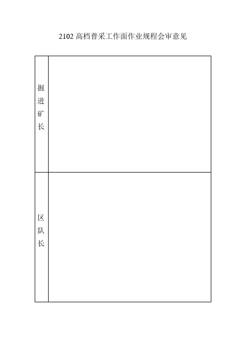 2102高档普采工作面作业规程会审意见